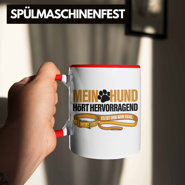 TRENDATION Tasse Hundeliebhaber Hundemama Hundepapa Hund Spruch Kaffeetasse Geschenk Rot Trendation