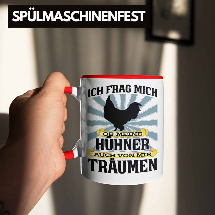Trendation - Landwirt Spruch Geschenk Tasse Landwirtschaft Geschenke für Männer Traktor Spruch Kaffeetasse Hühner-Flüsterer Bauer Rot Trendation