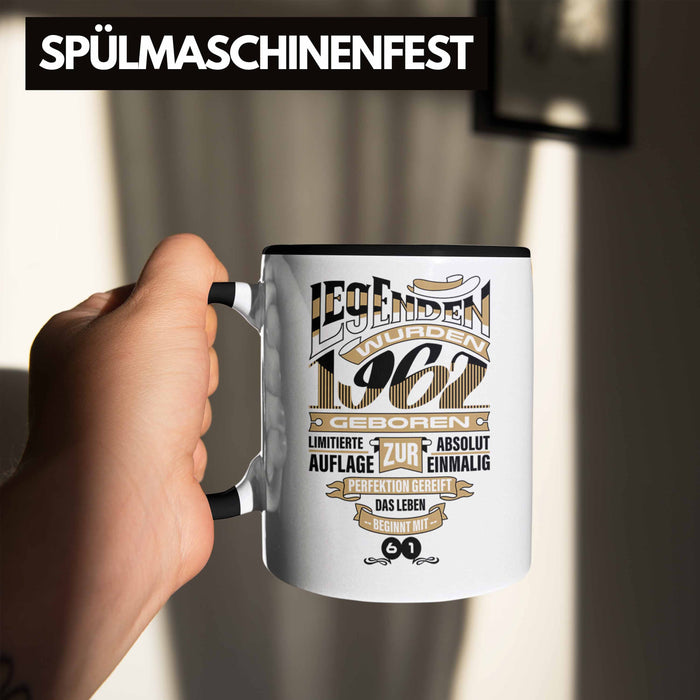 TRENDATION 60. Geburtstag Tasse Frau Mann Geschenk 60er Geschenkidee 60 Mutter Vater Schwarz Trendation