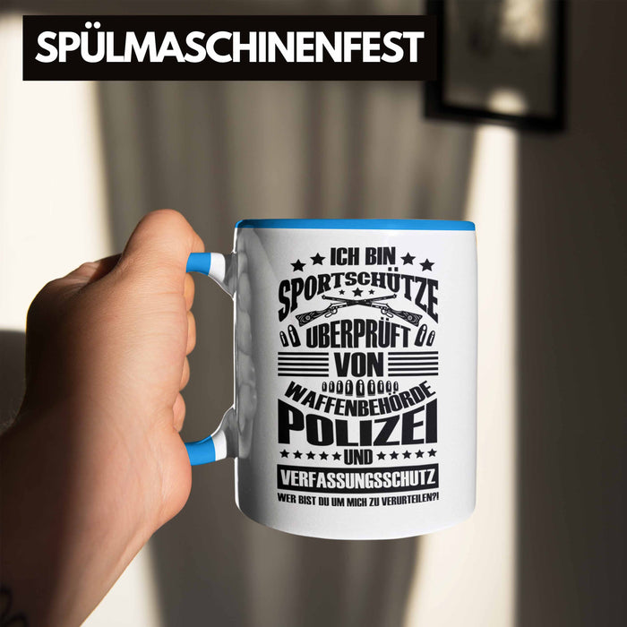 Lustige Schießen-Tasse für Sportschützen Geschenk Ich Bin Sportschütze Blau Trendation