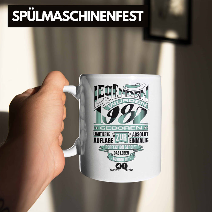 TRENDATION 40. Geburtstag Tasse Frau Mann Geschenk 40er Geschenkidee 40 Mutter Vater Weiß Trendation