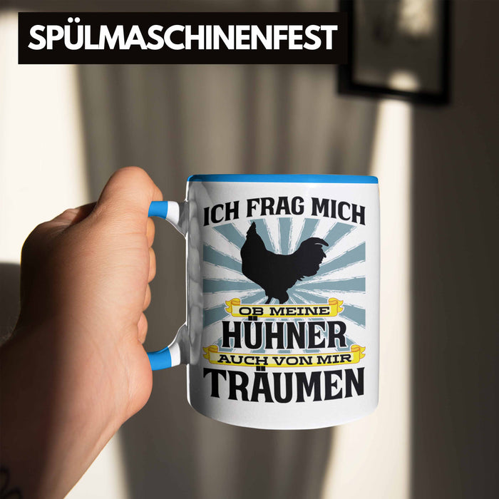 Trendation - Landwirt Spruch Geschenk Tasse Landwirtschaft Geschenke für Männer Traktor Spruch Kaffeetasse Hühner-Flüsterer Bauer Blau Trendation