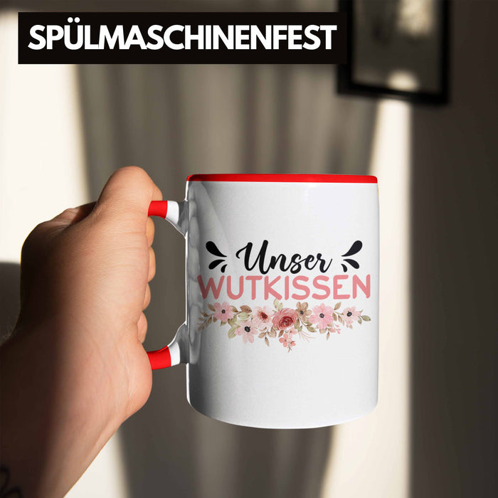 Wutkissen Tasse Geschenk Lustiger Spruch Wut-Kissen Rot Trendation