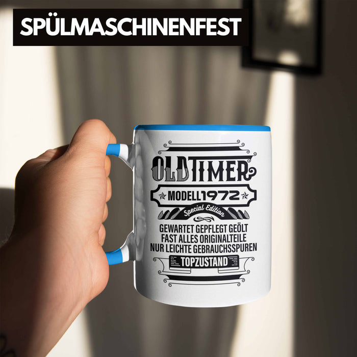 TRENDATION 50. Geburtstag Tasse Frau Mann Geschenk 50er Geschenkidee 50 Mutter Vater Blau Trendation