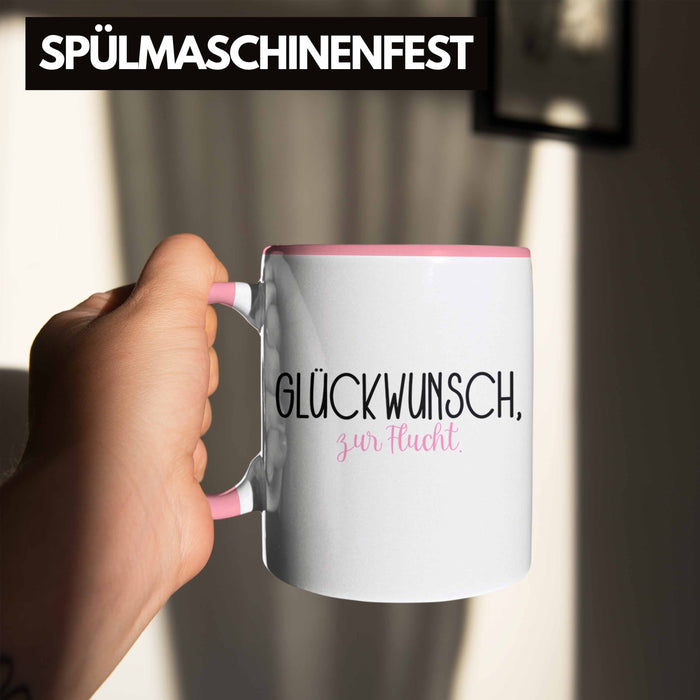 Trendation - Jobwechsel Tasse Geschenk Kollegin Kollege Lustig Abschiedsgeschenk Sprüche - Glückwunsch Zur Flucht Abschied Rosa Trendation