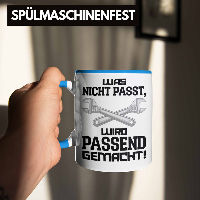 Trendation - Handwerker Tasse mit Spruch Geschenke für Handwerk Kaffeebecher KFZ Mechaniker Mechatroniker Blau Trendation