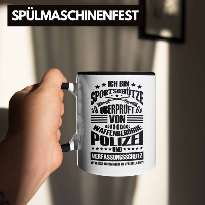 Lustige Schießen-Tasse für Sportschützen Geschenk Ich Bin Sportschütze Schwarz Trendation