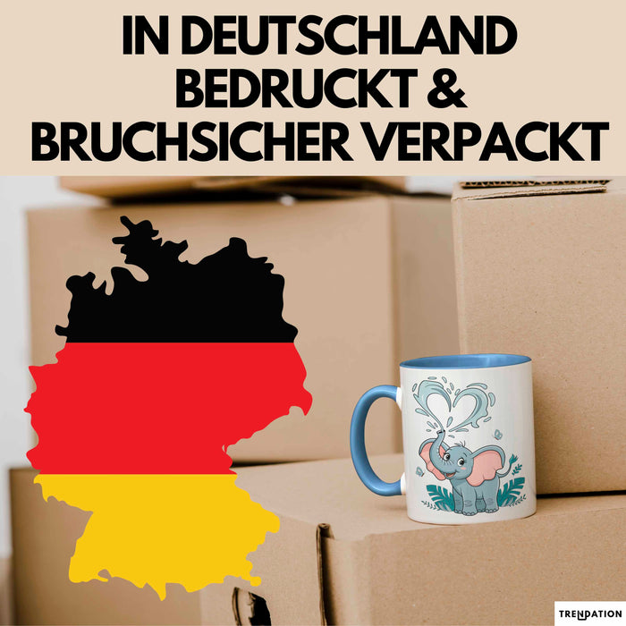 Elefantenliebhaber Tasse Geschenkidee für Wildtier Fans Blau Trendation