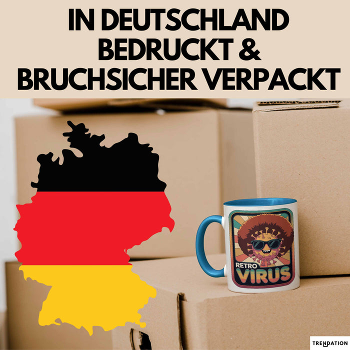 Computerprogrammierer Softwareingenieur Tasse Geschenk Lustige Geschenkidee Spruch Retro Virus Blau Trendation