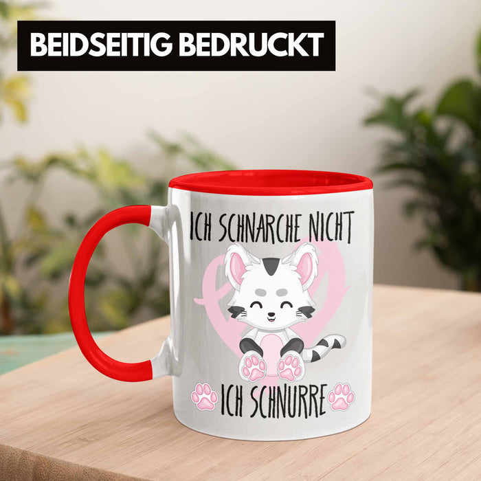 Ich Schnarche Nicht Ich Schnurre Tasse Geschenk Frauen Katzenliebhaber Geschenkidee Rot Trendation