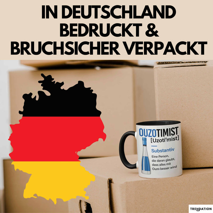 Grieche Tasse Geschenk Ouzotimist Geschenkidee Ouzo-Liebhaber Kaffee-Becher Trendation