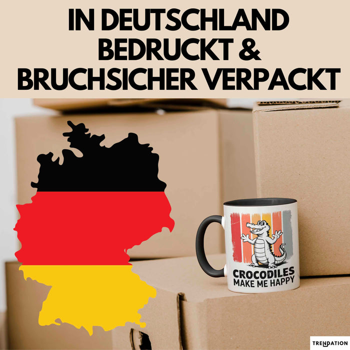 Krokodil Tier Tasse Geschenk Lustige Geschenkidee Spruch Krokodile Machen Mich Glücklich Schwarz Trendation