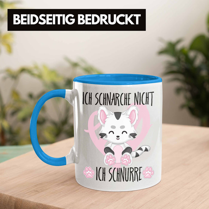 Ich Schnarche Nicht Ich Schnurre Tasse Geschenk Frauen Katzenliebhaber Geschenkidee Blau Trendation