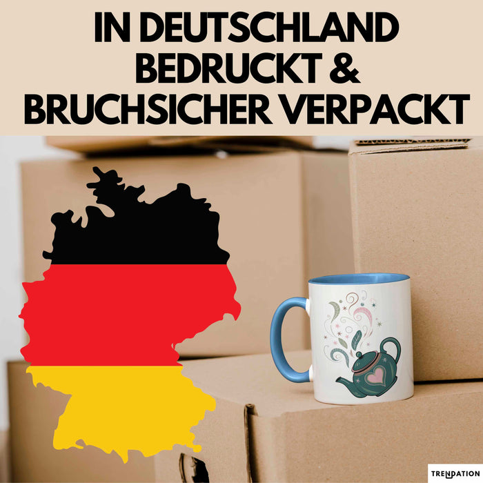 Teeliebhaber Tasse Geschenkidee für Kräuter Enthusiasten Blau Trendation