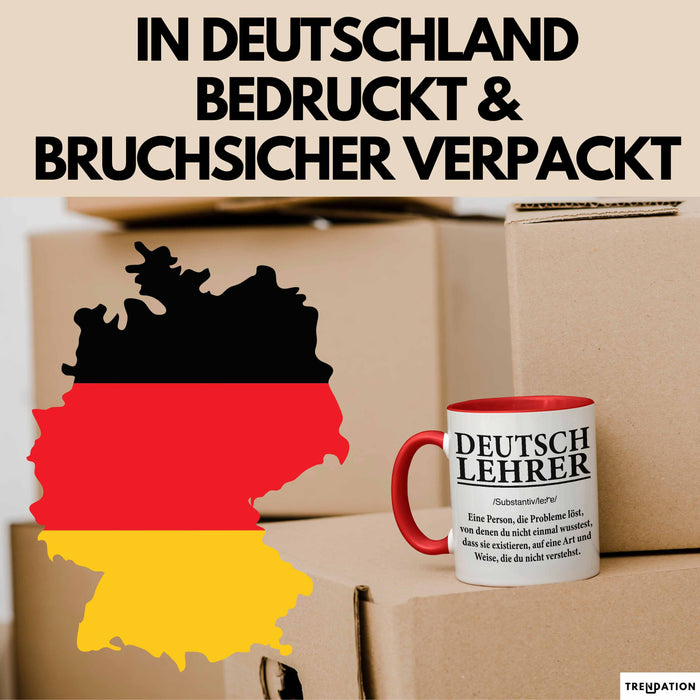 Deutschlehrer Unterricht Tasse Geschenk Lustige Geschenkidee Spruch Deutsch Lehrer Rot Trendation