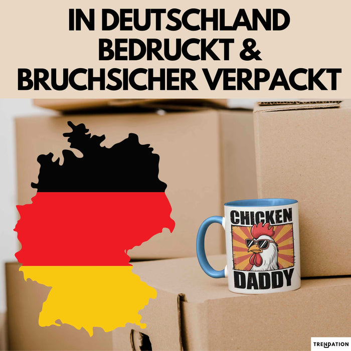 Huhn Tier Bauer Tasse Becher Geschenk Lustige Geschenkidee Spruch Hühnerpapa Blau Trendation