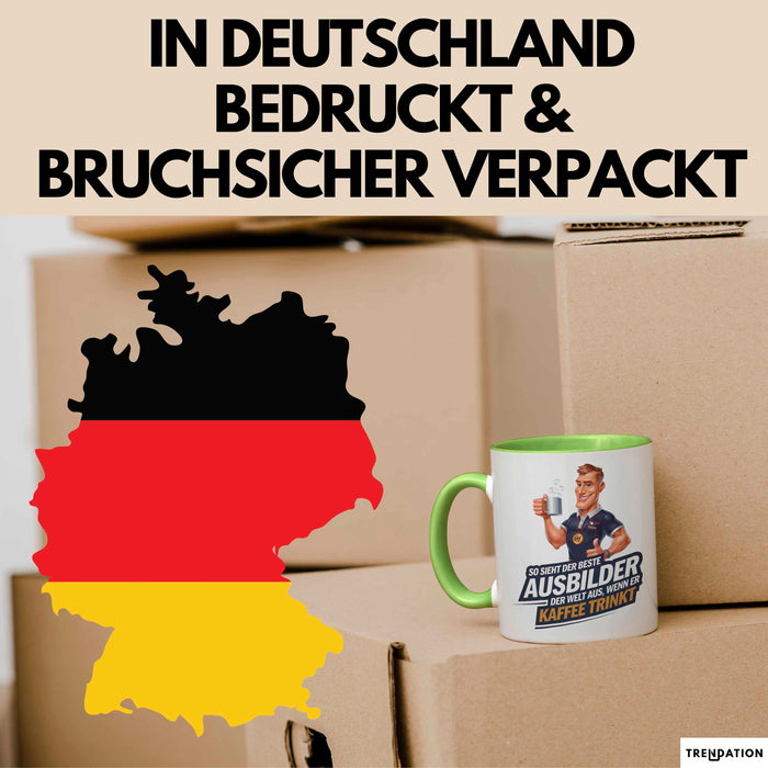 Trainer Tasse Geschenkidee Bester Trainer Trinkt Kaffee Grün Trendation
