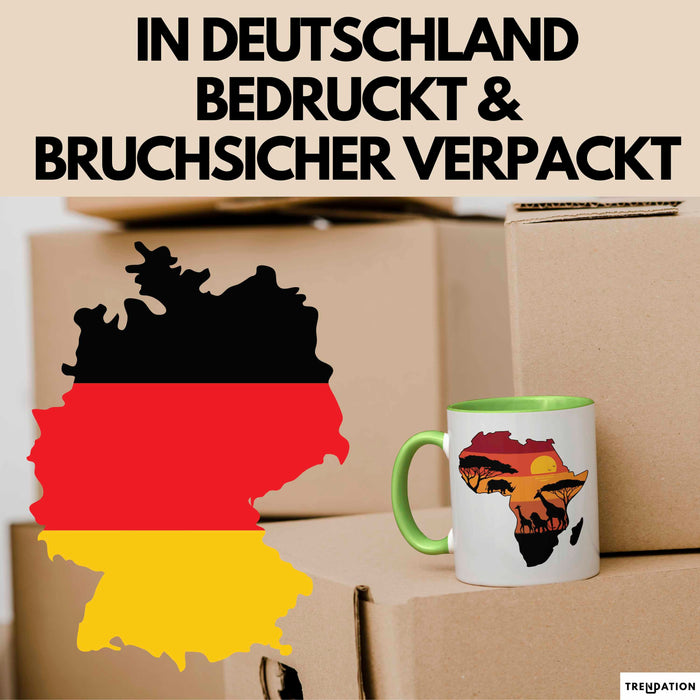 Afrika Karte Nashorn Tasse Geschenk Lustige Geschenkidee Spruch Grün Trendation