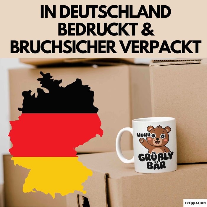 Sarkastischer Bär Tasse Geschenk Lustige Geschenkidee Spruch Grüßly Bär Weiß Trendation