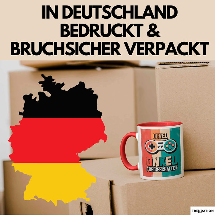 Onkel Gamer Sarkastisch Sarkasmus Tasse Geschenk Lustige Geschenkidee Spruch Level Onkel Freigeschaltet Rot Trendation