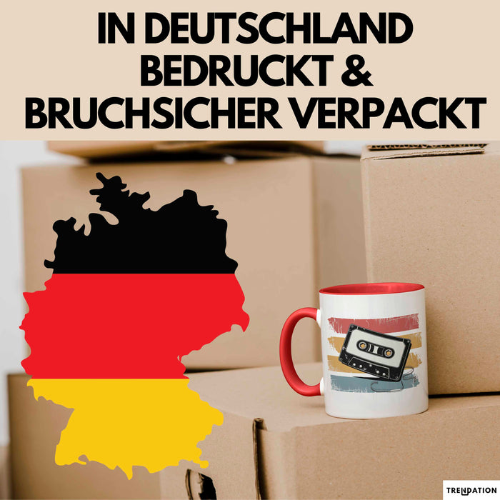 Retro Vintage Kassette Tasse Geschenk Lustige Geschenkidee Spruch Rot Trendation
