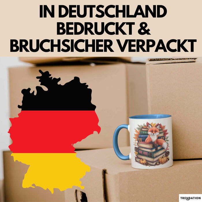 Fuchs Tierliebhaber Tasse Geschenk Lustige Geschenkidee Spruch Ästhetischer Fuchs Mit Buchlesung Blau Trendation