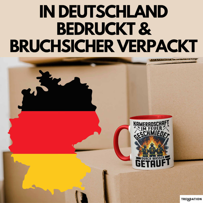 Feuerwehrmann Tasse Geschenk Kameradschaft Im Feuer Geschmiedet Durch Wasse Getauft Geschenkidee Feuerhwehr Rot Trendation