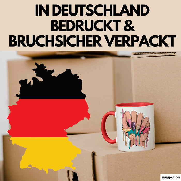 Nageltechniker Tasse Geschenkidee für Mani Profi Rot Trendation