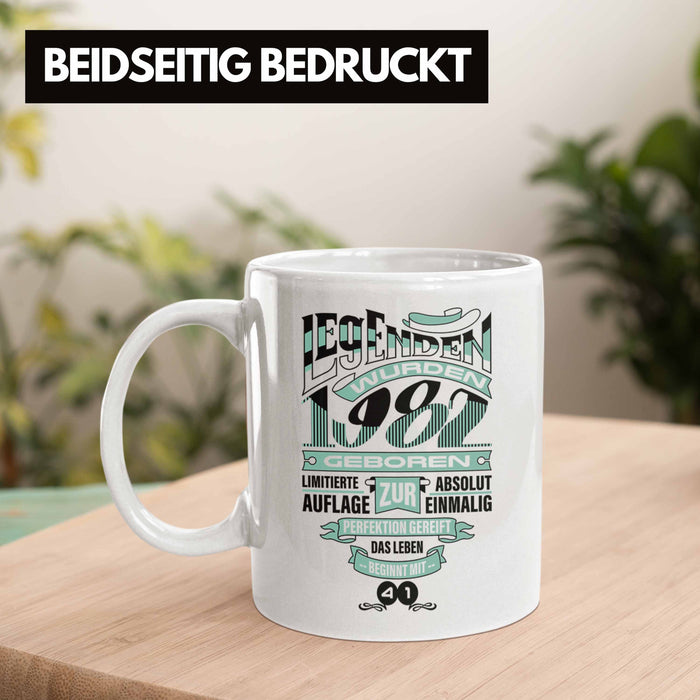 TRENDATION 40. Geburtstag Tasse Frau Mann Geschenk 40er Geschenkidee 40 Mutter Vater Weiß Trendation
