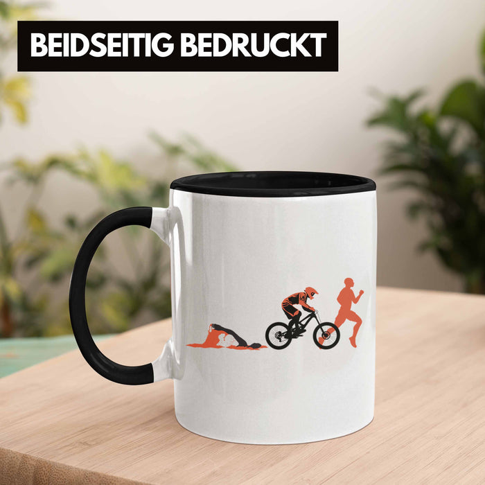 Triathlon Swim Bike Run Triathlet Tasse Geschenk Schwimmen Fahrrad Rennen Schwarz Trendation