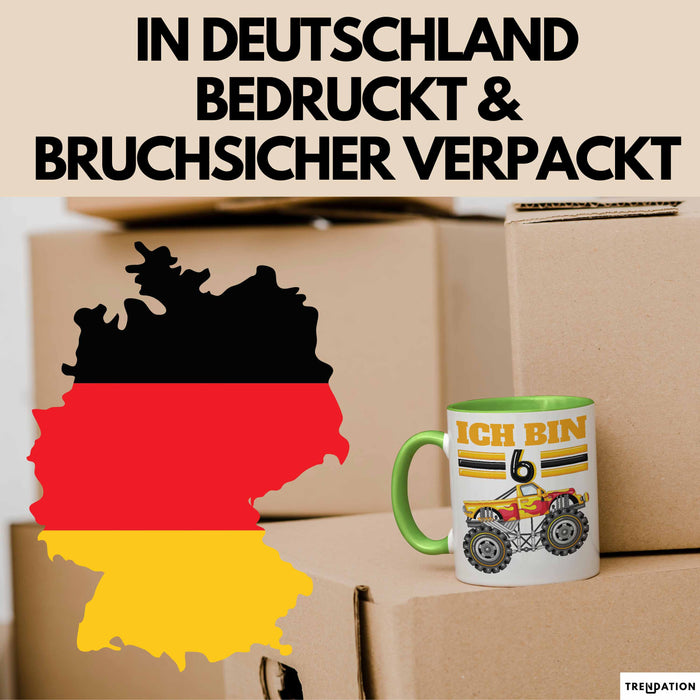 6. Geburtstag Geschenk Tasse Becher Jungs Trucks Geburtstagsgeschenk Ich Bin 6 Grün Trendation