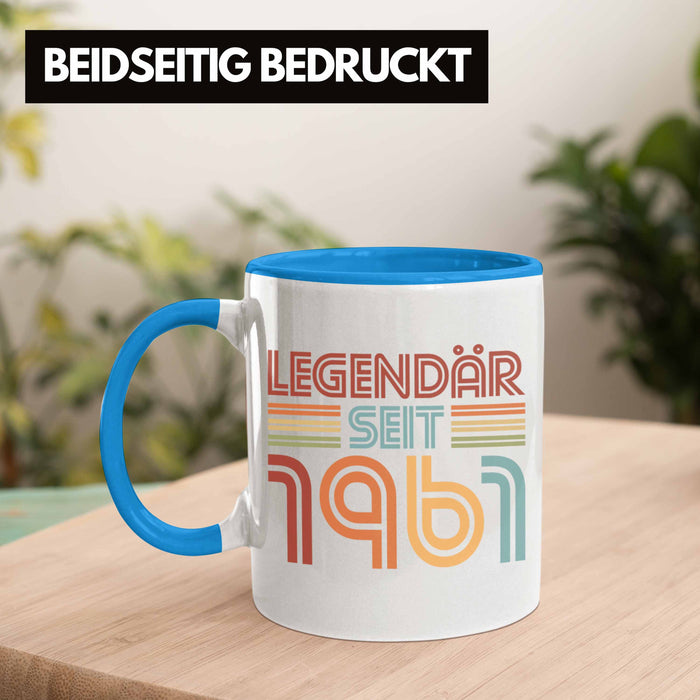 Trendation - 60. Geburtstag Tasse Frau Männer Geschenk 60er Geschenkidee 60 Mutter Vater Mann Frauen Lustig Geschenke Deko Blau Trendation
