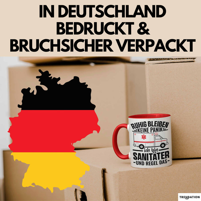 Sanitäter Tasse Geschenk Ruhig Bleiben Ich Bin Sanitäter Und Regel Das Geschenkidee Rettungssanitäter Rot Trendation