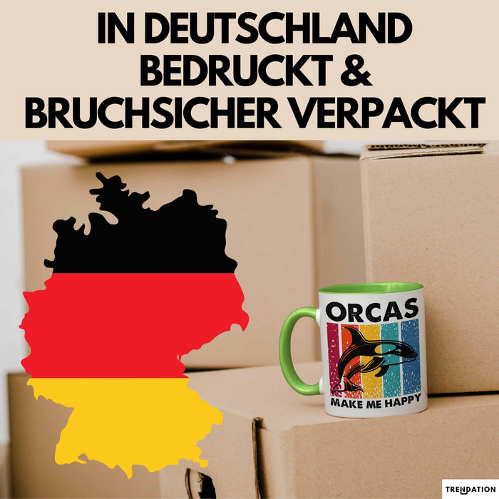 Orcas Tasse Geschenk Wale Wal Liebhaber Geschenkidee Retro Becher Grün Trendation
