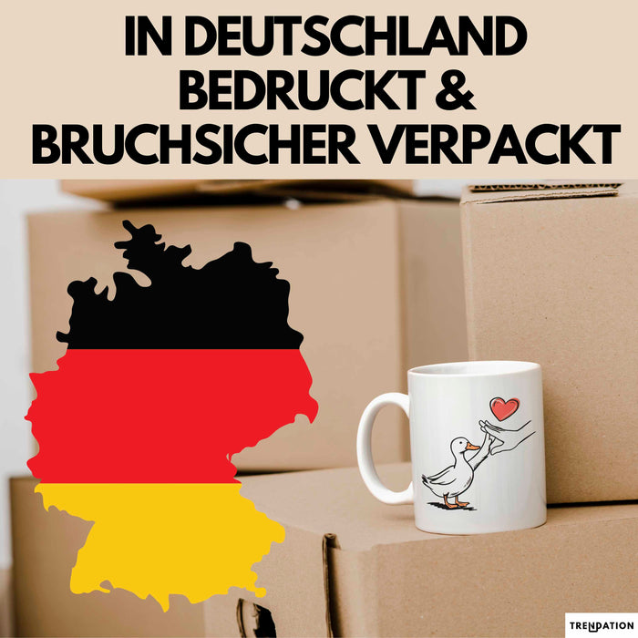 Ente Tier Liebe Herz Tasse Geschenk Lustige Geschenkidee Spruch Weiß Trendation