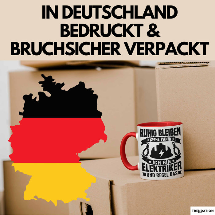 Elektriker Tasse Geschenk Ruhig Bleiben Ich Bin Elektriker Und Regel Das Geschenkidee Rot Trendation