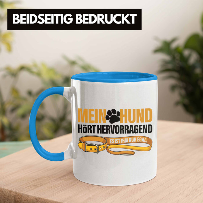 TRENDATION Tasse Hundeliebhaber Hundemama Hundepapa Hund Spruch Kaffeetasse Geschenk Blau Trendation
