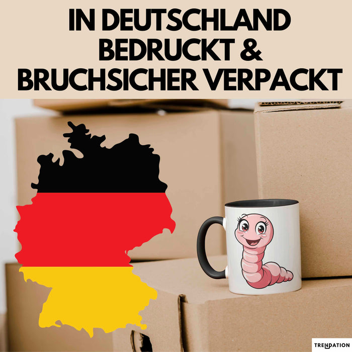 Regenwurm Tasse Geschenk Lustige Geschenkidee Spruch Schwarz Trendation