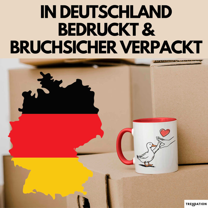 Ente Tier Liebe Herz Tasse Geschenk Lustige Geschenkidee Spruch Rot Trendation