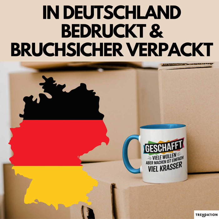 Schüler Abschluss Tasse Geschenk Lustige Geschenkidee Spruch Geschafft Viele Wollen Blau Trendation