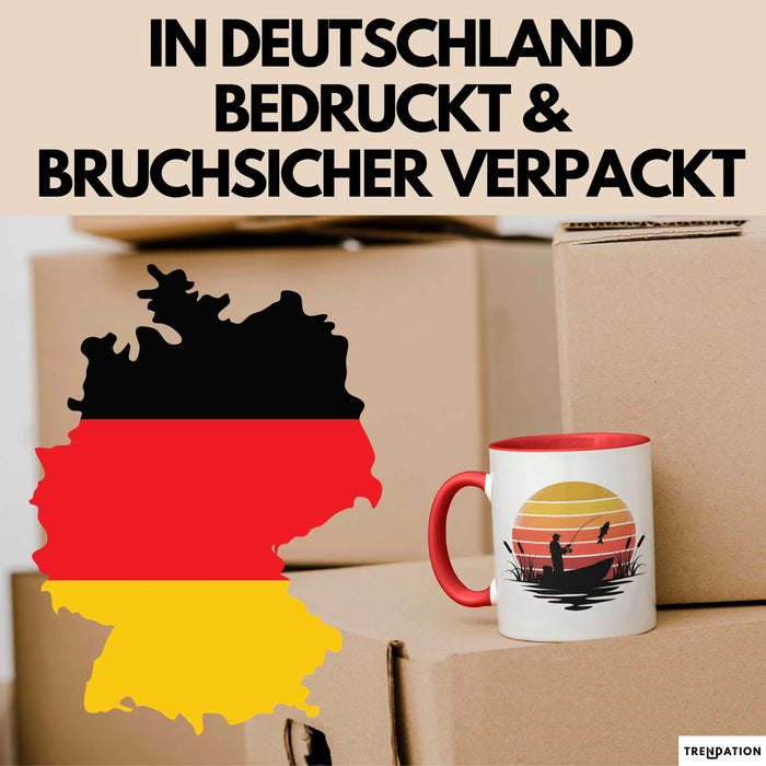 Angelliebhaber Fischer Retro Tasse Geschenk Lustige Geschenkidee Spruch Rot Trendation