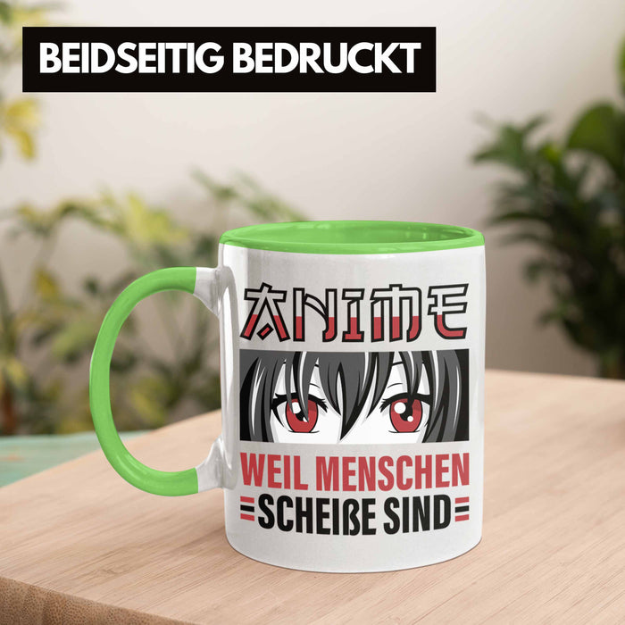 TRENDATION Anime Tasse Geschenk Spruch Kaffeetasse Grün Trendation