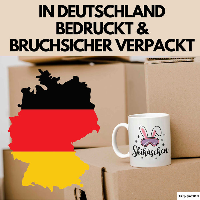 Skifahren Skifahrer Tasse Geschenk Skihäschen Geschenkidee Geschenkidee Lustig Weiß Trendation