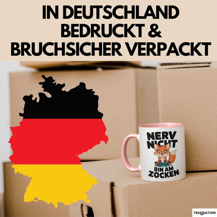 Fuchs Tierliebhaber Tasse Geschenk Lustige Geschenkidee Spruch Nerv Nicht Bin Am Zocken Rosa Trendation