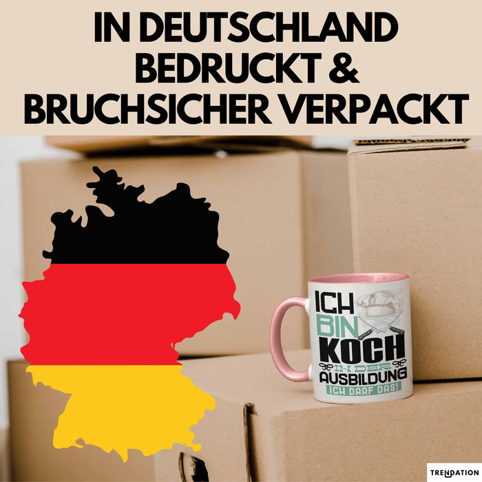 Koch Ausbildung Tasse Geschenk Ich Bin Koch In Der Ausbildung Ich Darf Das Geschenkidee Spruch Rosa Trendation