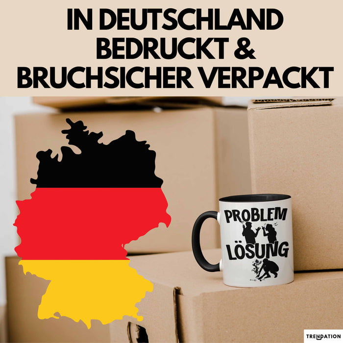 Gärtner Tasse Geschenk für Hobbygärtner Landschaftsgärtner Männer Geschenkidee Problem und Lösung Gartenarbeit Schwarz Trendation