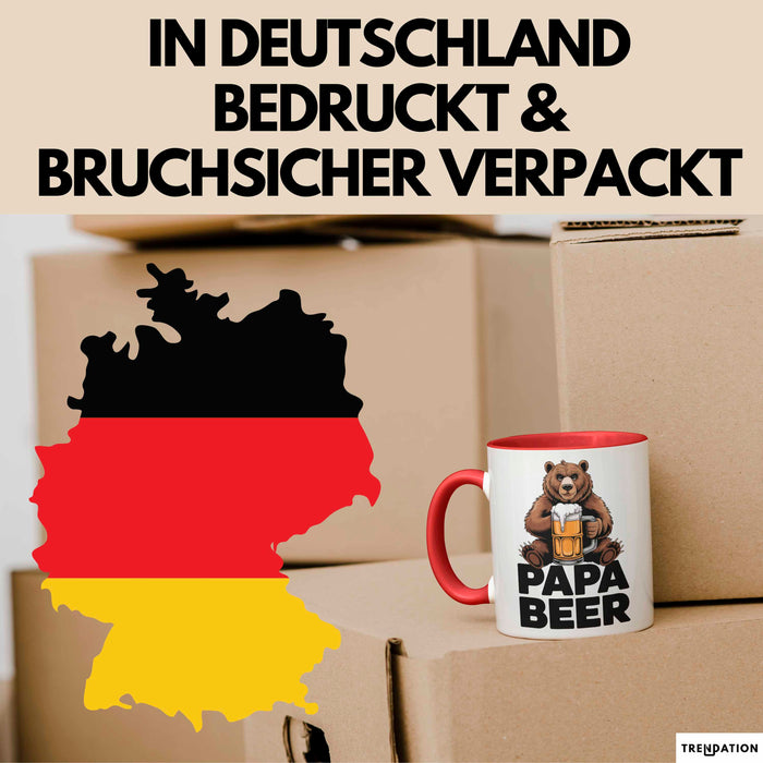 Papa Bier Tasse Geschenk Lustige Geschenkidee Spruch Rot Trendation