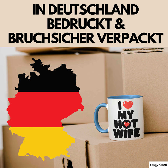 Ehefrau Ehefrauen Verheiratete Frauen Sarkasmus Tasse Becher Geschenk Lustige Geschenkidee Spruch Ich Liebe Meine Heiße Frau Blau Trendation