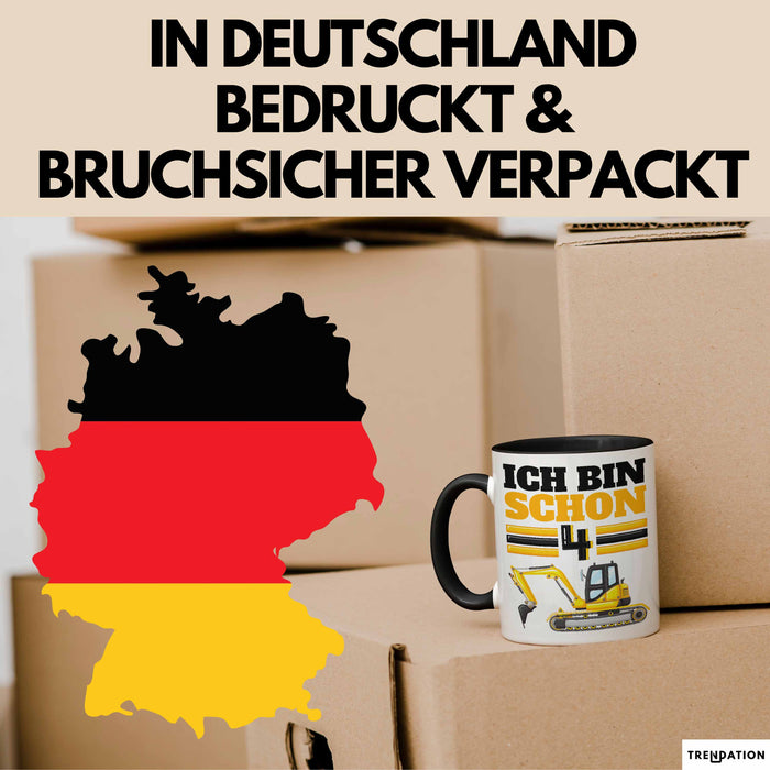 4. Geburtstag Geschenk Tasse Becher Jungs Bagger Ich Bin Schon 4 Trendation