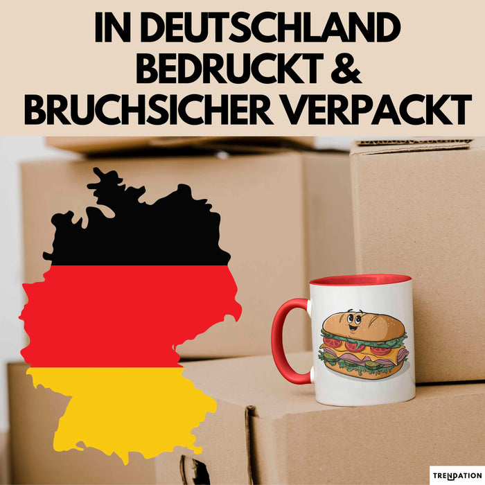 Sandwich Liebhaber Tasse Geschenkidee für Snack Stapel Fan Rot Trendation